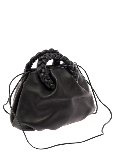 Shop Hereu 'bombon' Black Handbag With Braided Handles In Leather Woman