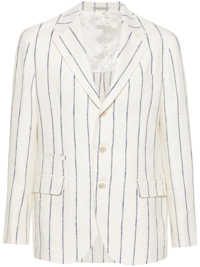 Brunello Cucinelli Linen-wool Suit Jacket In Beige