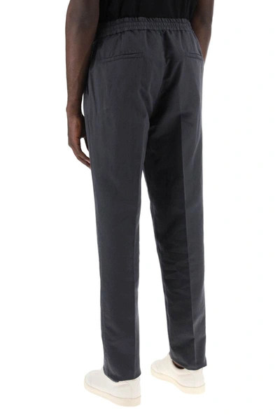 Shop Brunello Cucinelli Linen And Cotton Pants In Grey