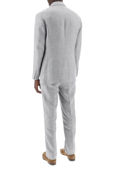 Shop Brunello Cucinelli Linen Tailored Dress For Men In Grey
