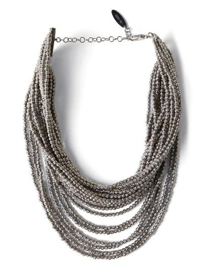 Shop Brunello Cucinelli Silver Multi-strand Necklace In Grey