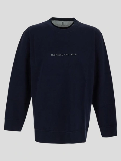 Shop Brunello Cucinelli Sweatshirt In Cobaltogrigiochiaro