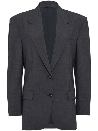 Shop Brunello Cucinelli Tropical Wool Jacket With Shiny Details In Grey
