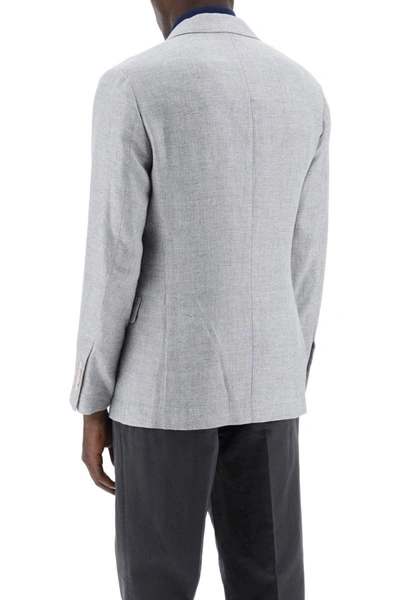 Shop Brunello Cucinelli Unstructured Linen, Wool And Silk Jacket. In Grey
