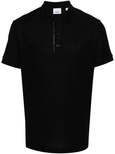Shop Burberry Logo Cotton Polo Shirt In Black