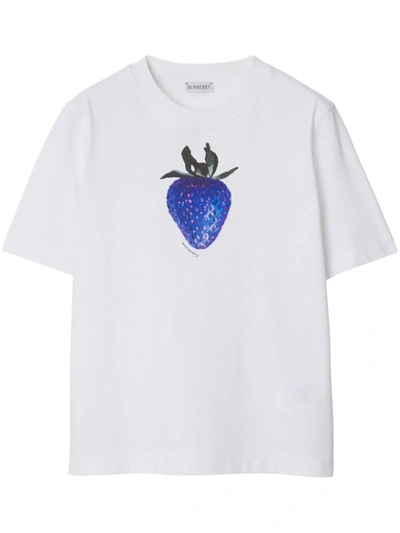 Shop Burberry Strawberry Print T-shirt Clothing In White