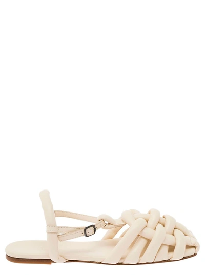 Shop Hereu 'cabersa' White Sandals In Woven Leather Woman