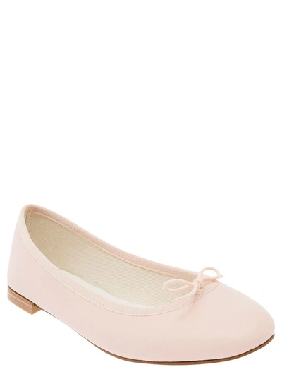 Shop Repetto 'cendrillon' Pink Ballet Flats With Bow Detail In Smooth Leather Woman