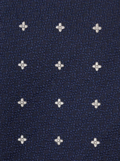 Shop Tagliatore Blue Tie With Floiwer Embroidery In Silk Man