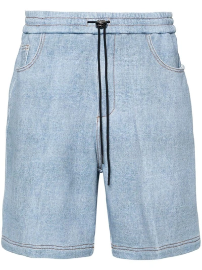 Shop Ea7 Emporio Armani Cotton Shorts In Clear Blue