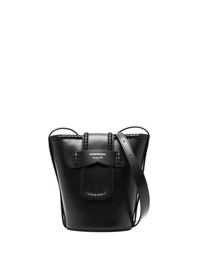 Shop Ea7 Emporio Armani Leather Bucket Bag In Black