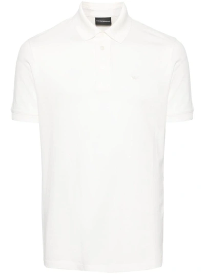 Shop Ea7 Emporio Armani Logo Cotton Polo Shirt In White