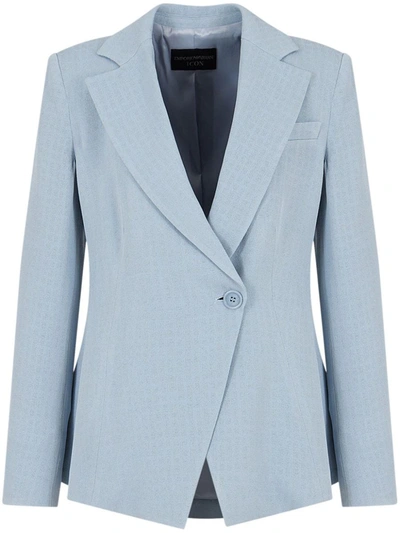 Shop Ea7 Emporio Armani Single-breasted Blazer Jacket In Clear Blue