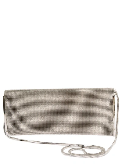 Shop Benedetta Bruzziches 'kate' Silver Clutch With All-over Rhinestone In Mesh Woman In Grey