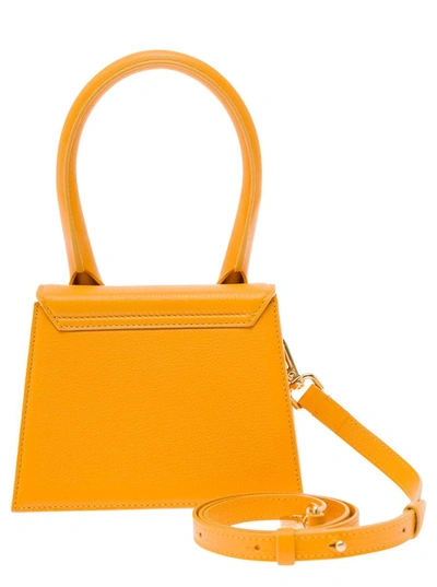 Shop Jacquemus 'le Chiquito Moyen' Orange Handbag With Logo Lettering Detail In Leather Woman