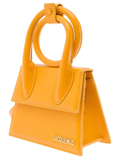 Shop Jacquemus 'le Chiquito Noeud' Orange Crossbody Bag With Logo Detail In Leather Woman