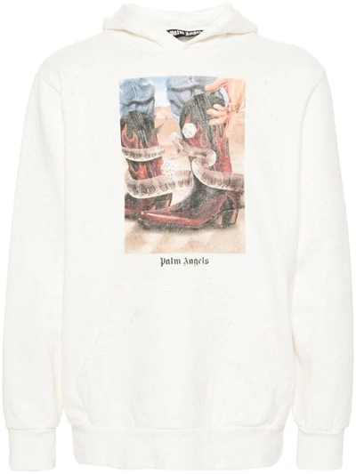 Shop Palm Angels Dice Game Cotton Hoodie In White