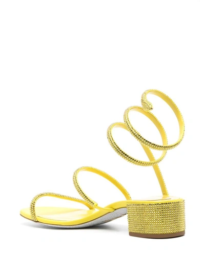 Shop René Caovilla Cloe Satin Sandals In Yellow