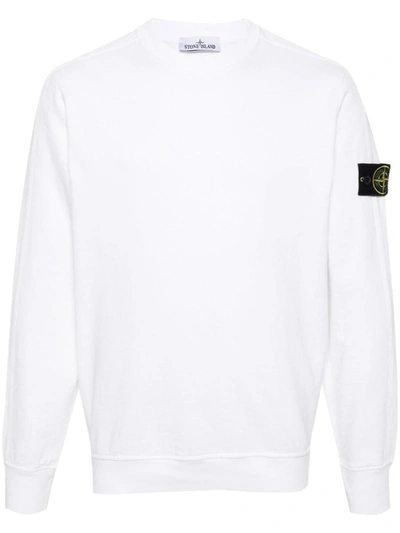 Stone Island Wool Blend Sweatshirt With Iconic Logo Patch And Timeless Design In White