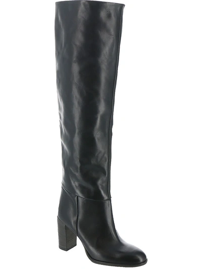 Shop Free People Dakota Womens Leather Tall Knee-high Boots In Black