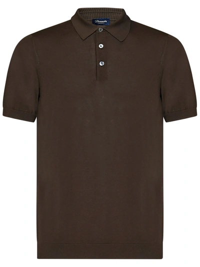 Shop Drumohr Polo Shirt In Marrone