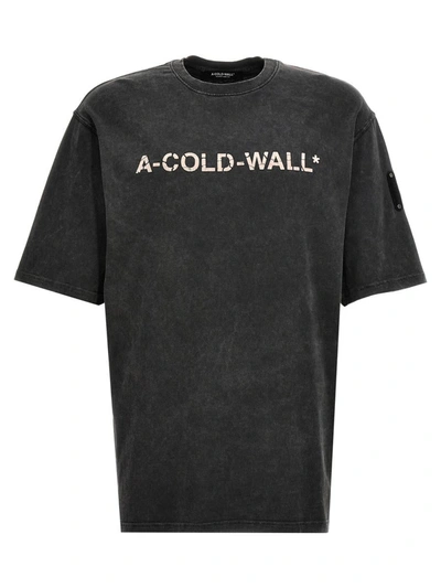 Shop A-cold-wall* 'onyx Overdye Logo' T-shirt In Gray