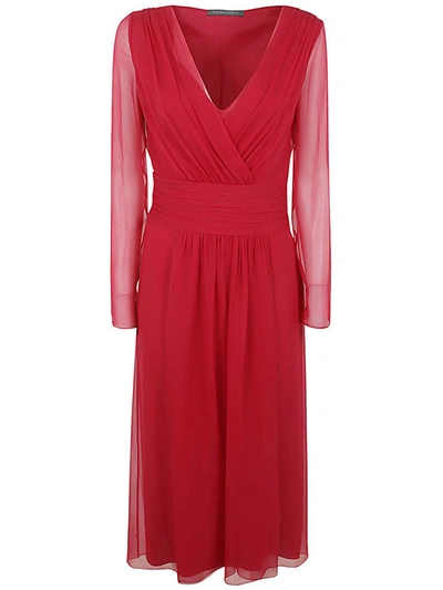 Shop Alberta Ferretti Long Sleeve Elegant Dress Clothing In Red