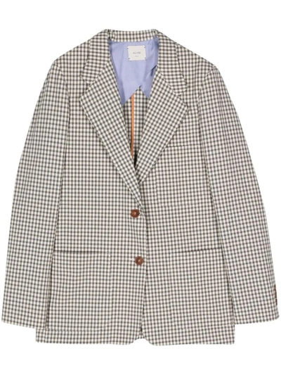 Shop Alysi Vichy Single-breasted Jacket In Grey