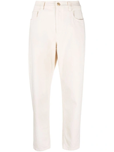 Shop Brunello Cucinelli Cropped Denim Trousers In White