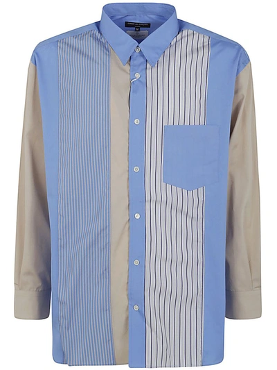 Shop Comme Des Garçons Homme Deux Comme Des Garçons Homme Striped Shirt With Patch Clothing In Blue