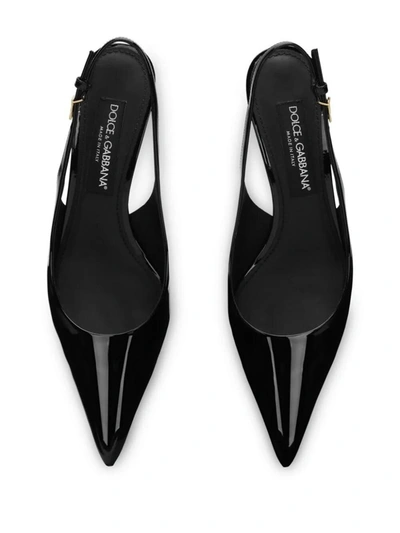 Shop Dolce & Gabbana Patent Leather Slingback Shoes In Black