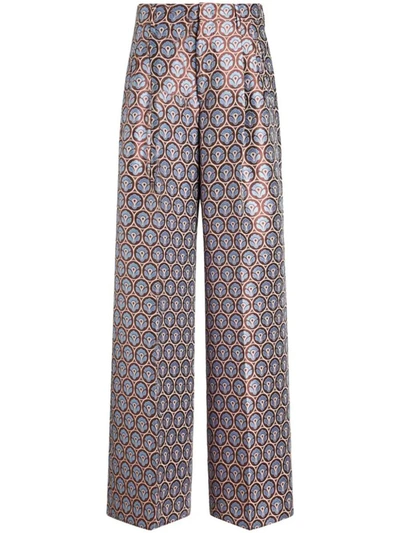 Shop Etro Jcaquard Trouser With Pences Clothing In Blue