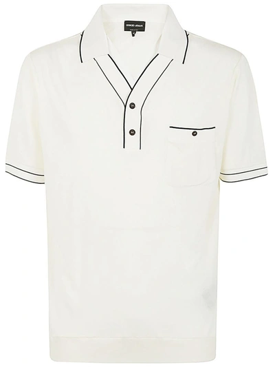 Shop Giorgio Armani Short Sleeves Polo Shirt With Pocket Clothing In White