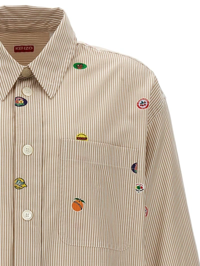 Shop Kenzo 'fruit Stickers' Shirt In Beige