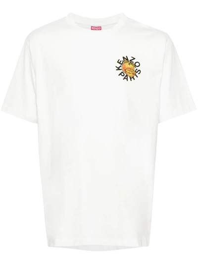 Shop Kenzo T-shirt With Orange Print In White