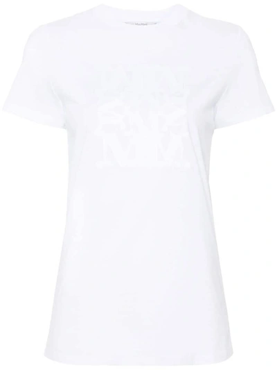 Max Mara Logo-embroidered Cotton T-shirt In White