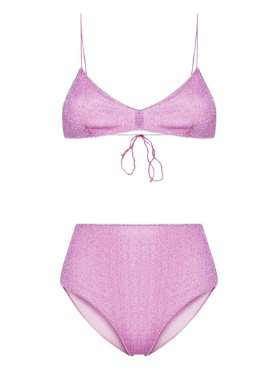 Shop Oseree Oséree Lumiere Triangle Bra Bikini In Pink & Purple