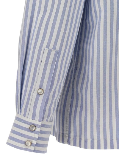 Shop Palm Angels 'monogram Striped' Shirt In Blue