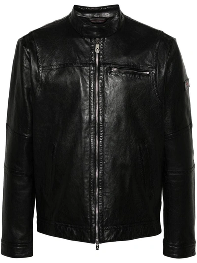 Shop Peuterey Saguaro Leather Jacket In Black