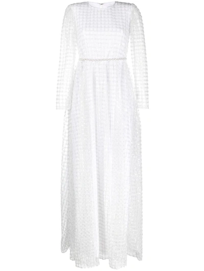 Shop Self-portrait Grid Sequin Maxi Dress Clothing In White