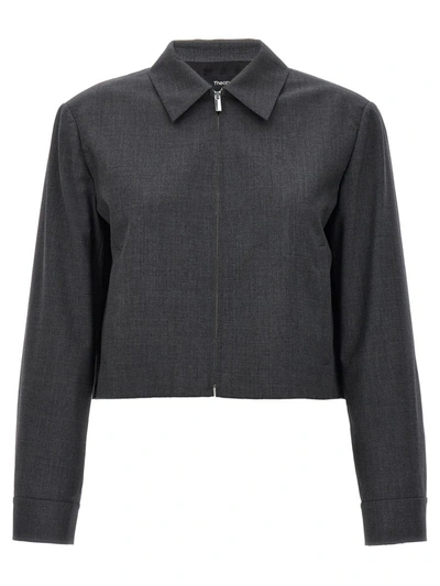 Shop Theory Cropped Jacket In Gray