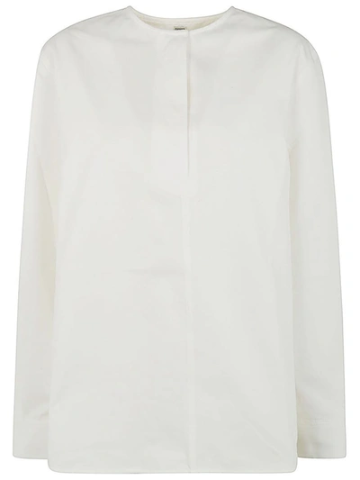 Shop Totême Collarless Cotton Twill Shirt Clothing In White