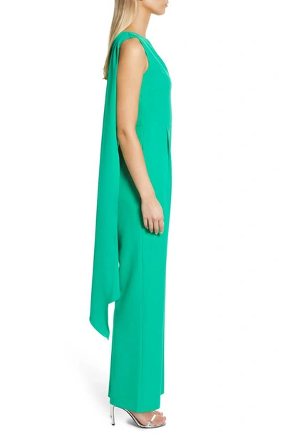 Shop Vince Camuto Draped One-shoulder Jumpsuit In Green