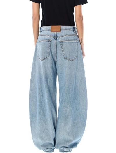 Shop Alexander Wang Oversized Rounded Low Rise Jeans In Pebble Light Blue