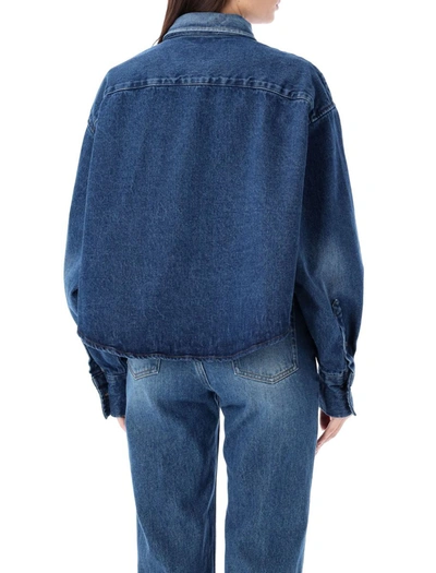 Shop Ami Alexandre Mattiussi Ami Paris Cropped Denim Shirt In Used Blue