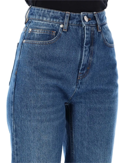 Shop Ami Alexandre Mattiussi Ami Paris Flared Denim Jeans In Used Blue