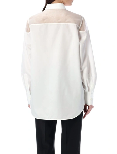 Shop Helmut Lang Tulle Detail Shirt In Bianco