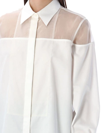 Shop Helmut Lang Tulle Detail Shirt In Bianco