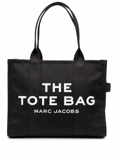 Marc Jacobs Shopper The Large Black Canvas Tote In Black