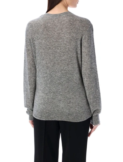 Saint Laurent Fine-knit Crew-neck Jumper In Grey